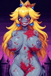 ai ai_generated blood gross mario_(series) n64 nes pixel pixel_art princess_peach snes weird zombie