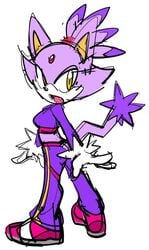 blaze_the_cat gym_clothes looking_back sketch solo sonic_(series) sonic_riders sonic_the_hedgehog_(series) watatanza white_background