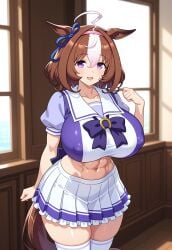 1girls ai_generated big_breasts breasts brown civitai covered_nipples female hair horse_ears horse_girl horse_tail large_breasts light-skinned_female light_ meisho_doto_(umamusume) skin solo umamusume umamusume_pretty_derby white