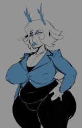 1girls 2025 2d 2d_(artwork) 2d_artwork angry angry_expression angry_face antlers bbw big_ass big_breasts blue_eyes blue_eyeshadow blue_lips blue_lipstick breasts carol_holiday chubby chubby_anthro chubby_female deer deer_girl deltarune deltarune_chapter_4 estebon89 eyeshadow female lipstick milf nipples nipples_visible_through_clothing pinup tagme thick_thighs undertale_(series) wide_hips