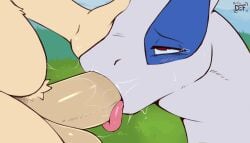 2025 ambiguous_gender ambiguous_penetrated animated anthro balls biped blue_body bodily_fluids detailed_background duo erection fur generation_2_pokemon genitals grass legendary_pokemon lugia male male/ambiguous male_penetrating male_penetrating_ambiguous multicolored_body nintendo nsfw_def oral oral_penetration penetration penile penile_penetration penis plant pokemon pokemon_(species) red_eyes sex tan_body tan_fur tears tongue tongue_out typhlosion white_body