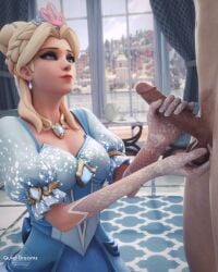 1boy 1girls 3d blender handjob mercy overwatch overwatch_2 quietdreams3d