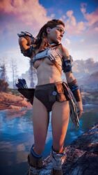 1girls 3d aloy brown_panties faith103 game_screenshot horizon_zero_dawn mod panties solo