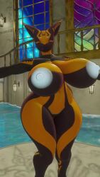 1girls 3d animal_ears big_breasts bouncing_breasts closed_eyes heavyplushbutt hug hugging naked naked_female open_arms pov swinging_breasts tagme thick_thighs valkyr_(warframe) video vrchat vrchat_avatar warframe white_nipples