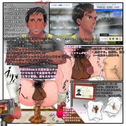 1:1 2021 2boys anus asian ass athletic balls black_hair camera crossed_arms fart flaccid gay id_card japanese japanese_text male male_only original penis pubic_hair pubic_hair_in_foreskin pubic_hair_on_penis recording scat smegma squatting sweat sweatdrop tan_skin team_obeer text translation_request urine wakou_tamahisa yaoi