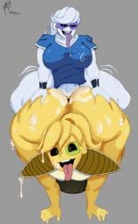 anal anal_sex ass cum_inside cumflation doggy_style dragon_ball dragon_ball_xenoverse fucked_silly futanari hastaart jamila_oc jersey taino tounge_out
