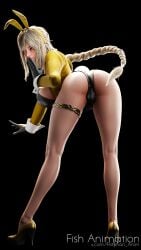 1girls alternate_hairstyle animal_ears ass bare_legs bent_forward bent_over big_breasts black_gloves black_leotard blonde blonde_female blonde_hair blonde_hair_female braid braided_hair breasts bunny_ears bunny_girl bunny_tail bunnysuit elden_ring fake_animal_ears female fish_animation from_behind from_behind_angle from_behind_view fromsoftware gloves goddess gold_eyes golden_eyes heels high_heels jacket kneepits leaning_forward leotard light-skinned_female long_hair looking_at_viewer looking_back looking_back_at_viewer mature mature_female milf no_background presenting presenting_hindquarters queen_marika_the_eternal revealing_clothes ryanreos sideboob standing tall_female thighlet thighs thin_waist