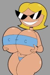 1girl ass big_ass big_breasts bikini blonde_hair breasts disney female female_only knick_knack pixar self_upload simple_background small_nipples solo sunny_miami thick_ass thick_thighs weird00d