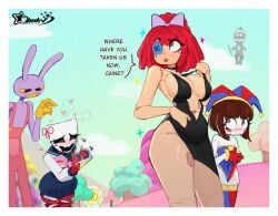 3girls abioske animate_inanimate ass big_ass big_breasts big_butt black_dress black_eyes black_pants black_pupils black_sclera blush blush_lines breasts brown_hair button_eyes caine_(the_amazing_digital_circus) cheek_markings cleavage clown clown_costume clown_girl clown_makeup crossed_legs doll drama_mask embarrassed female gangle_(the_amazing_digital_circus) gangle_with_thick_ribbons holding_drawing holding_object holding_paper hollow_eyes hourglass_figure japanese_school_uniform jax_(tadc) jax_(the_amazing_digital_circus) jester jester_cap jester_costume jester_girl jester_hat jester_outfit light-skinned light-skinned_female light_skin mask masked_female mismatched_eyes multiple_girls multiple_outfits name_tag nervous nervous_face nervous_smile nervous_sweat non-human pearl_necklace pen pink_markings plain_background ragatha ragatha_(tadc) ragatha_(the_amazing_digital_circus) red_body red_hair red_ribbon redhead_female revealing_clothes revealing_clothing revealing_dress revealing_outfit ribbon ribbon_body ribbons school_uniform schoolgirl seductive seductive_body seductive_eyes seductive_female seductive_gaze seductive_look seductive_mouth seductive_pose seductive_smile sexy_clothing sexy_dress smug smug_face smug_smile tadc tagme tears the_amazing_digital_circus tight_clothes tight_clothing tight_dress tight_fit white_body white_skin