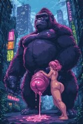 ai_generated breasts city cum dick dong donkey_kong female girl handjob king_kong kong naked penis