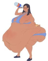 bamboo_ale belly belly_fat belly_fetish belly_overhang big_belly deep_navel disproportional double_chin exposed_fat_belly fat fat_belly fat_face fat_female fat_fetish fat_folds fat_legs fat_rolls female female_focus female_only junk_food morbidly_obese_female obese overweight_female pizza soda swimsuit wide_hips