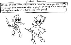 1boy 1boy1girl 1girls chaiko_(artist) clothing dungeons_and_dragons english english_text female female_human gameplay_mechanics human male male_human original short_hair simple_background small_breasts standing straight text weapon white_background