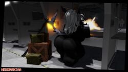 3d ass_focus clothed female female_only furry furry_only gun nekomaniaa roblox roblox_avatar robloxian tagme tiger_shark