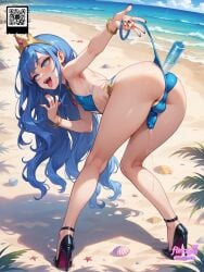 1boy ahe_gao ai_assisted ai_generated anal artist_name ass bangle beach bent_over bikini blue_bikini blue_eyes blue_hair blush bracelet bulge cloud condom crab crossdressing crown day earrings flirtzy.ai footprints gem genderswap_(ftm high_heels horizon jewelry long_hair looking_at_viewer male_focus ocean open_mouth otoko_no_ko outdoors palm_tree penis sand sand_castle sand_sculpture seashell shell shore smile solo starfish swimsuit testicles tongue tongue_out used_condom water watermark