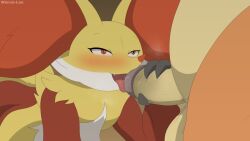 absurd_res balls charizard delphox female fire_type fox fox_girl furry furry_female generation_1_pokemon generation_6_pokemon hi_res licking_penis male male/female nintendo open_mouth patreon penis penis_grab pokemon pokemon_(species) saliva tongue_out winick-lim
