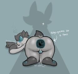 2025 anal_orgasm animate_inanimate anthro anus ass big_ass big_butt blue_eyes bodily_fluids bovid caprine cum cum_from_ass cum_in_ass cum_inside digital_media_(artwork) ejaculation femboy fucked_silly furry gaping gaping_anus genital_fluids goat hands-free hi_res horn living_plushie looming looming_over male mammal null_bulge on_ground orgasm pawpads plushie plushophilia pseudokym reimy_(pseudokym) shaking solo stitch_(sewing) thick_thighs trembling