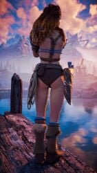 1girls 3d aloy back_view faith103 game_screenshot horizon_zero_dawn mod panties solo
