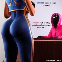 1girls 3d abs armpits arms_behind_head arms_up asian asian_female ass ass_focus athletic_female back_view blender bubble_ass bubble_butt cameltoe capcom child_bearing_hips chinese_female chun-li chun-li_(fortnite) chun-li_(street_fighter_alpha) circle_(squid_game) female female_only fit_female fortnite hair_buns hairbuns hands_behind_head huge_ass huge_butt looking_at_viewer multiple_views muscular muscular_female nevoa pink_guard pussy round_ass round_butt shaved_armpit solo solo_female squid_game street_fighter street_fighter_alpha tight_clothing track_suit wide_hips