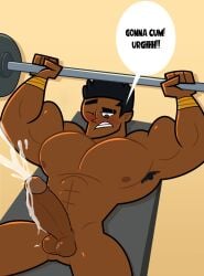 big_arms big_biceps big_muscles big_pecs big_penis black_skin blush bodybuilder chocolate cum cumshot erect_penis eyebrow_slit gym male male_only muscles muscular muscular_male naked_male patopicante_6 penis reality_resort tino_mitchell weights working_out workout
