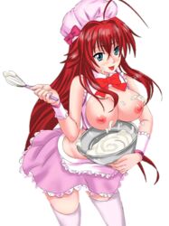 bowl breasts cream cream_on_body cream_on_breasts cream_on_face happy high_school_dxd maid_uniform messy rias_gremory tagme