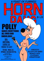 anthro blue_background canine dreamworks eyelashes furry large_breasts microphone polly_purebred sweet_polly_purebred toonytease underdog_(series) universal_studios white_hair