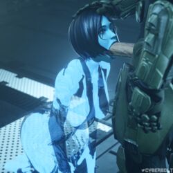 3d artificial_intelligence blowjob cortana cyberbolt fellatio halo halo_(game) halo_(series) human human_penetrating master_chief