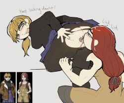 2girls abella_(fear_and_hunger) anilingus anus anus_worship ass ass_focus blonde_hair fear_and_hunger fear_and_hunger:_termina femdom karin_(fear_and_hunger) licking_ass lordofassid multiple_girls red_hair rimjob rimming yuri