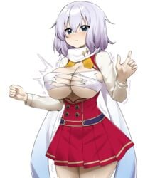 1girls breast_expansion commission huge_breasts omega_labyrinth purple_hair ryle saeri_soja solo solo_female wardrobe_malfunction