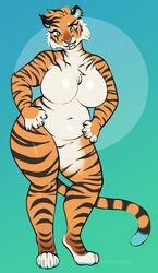 anthro big_breasts feline female furry saintsucrose slightly_chubby tagme thick_thighs tiger