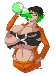 1girls bombshell_soda breast_expansion breasts female female_only glasses growth huge_breasts midas-bust ripped_clothing short_hair solo solo_female tagme transformation two_tone_hair wardrobe_malfunction