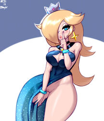 1girls breasts cleavage dress female female_only looking_at_viewer mario_(series) neayix princess_rosalina pussy solo starry_night_dress_(sarukaiwolf) super_mario_galaxy thick_thighs wide_hips