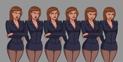 1girls arms_crossed athletic brown_hair clothed dc dc_comics dcau eyelashes female female_only fully_clothed green_eyes hands_behind_back mercy_graves office_clothing solo sunsetriders7 superman:_the_animated_series superman_(series) thick_thighs wide_hips