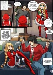 2021 blonde_hair christmas_outfit comic elf female freckles holly_(kinkymation) kinkymation michael_(kinkymation) original original_character tagme