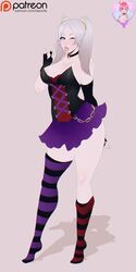 1girls alternate_costume big_breasts dress fire_emblem fire_emblem_awakening gloves goth large_breasts law-zilla robin_(fire_emblem) robin_(fire_emblem)_(female) skirt solo stockings tagme thighs tongue_out twintails wink