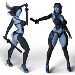 2girls aria_bal blue_skin female female_only multiple_girls tagme