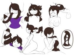 annoyed big_breasts blush brown_hair clothing collage confused cum_on_face cum_on_hair frenulum_stimulation hair_bun hairjob huge_cock jaiden jaiden_animations kneeling long_hair looking_back medium_breasts messy_hair multiple_images nude ponytail shy smug vaz0v white_background white_skin x-ray youtube youtuber