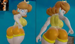 1girls 3d 3d_(artwork) ass big_breasts blue_eyes breasts brown_hair bubble_ass bubble_butt busty daisy's_hot_stuff_(trend) female female_only highres huge_ass huge_breasts kabalmystic legs looking_at_viewer looking_back mario_(series) mario_strikers mario_tennis nintendo panels pose princess princess_daisy reference_image seductive seductive_look seductive_smile short_hair shorts skulltronprime969 smelly_ass smile solo sports_uniform sportswear thick_thighs thighs voluptuous