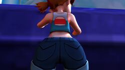 1girls 3d animated ass ass_shake blue_shorts female gym_leader hands_on_knees hands_on_wall human kishi misty_(pokemon) mp4 nintendo no_sound pokemon pokemon_lgpe red_hair red_shoes shoes shorts teasing tight_pants tight_shorts twerking video