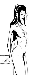 batman_(series) batman_beyond breasts dana_tan dc_comics dcau female female_only nipples nude sketch white_background