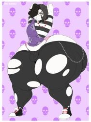 ass_bigger_than_head big_penis black_hair black_legwear bulge bulge_through_clothing choker clothed dio_kinkz dyed_hair eyeshadow femboy full_body fully_clothed giant_ass goth goth_boy huge_ass huge_cock huge_thighs hyper_ass hyper_butt hyper_thighs makeup necklace panties pink_panties ripped_clothing ripped_clothing ripped_pants skull solo stripes thighs_bigger_than_head thighs_bigger_than_torso tight_clothing tight_pants white_body