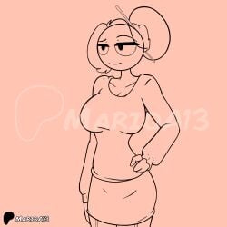 animated animated big_breasts carla carla_en_la_oficina carla_in_the_office female female_only karla line_art marioa13 patreon patreon_logo patreon_username skirt skirt_down solo_female stickman stickwoman tiktok