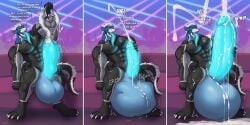 anthro balls big_balls big_penis bodily_fluids boner canid canine canis cock_vore cum cum_vore digestion dragon duo erection fatal_vore genital_fluids genitals hi_res huge_balls huge_cock hyper hyper_balls hyper_genitalia hyper_penis male male/male male_only male_pred male_prey mammal masterokami muscular muscular_male mythological_creature mythological_scalie mythology nighdruth_(character) party penile penis scalie sitting talking_to_prey tongue tongue_out vein veiny_penis vore wolf