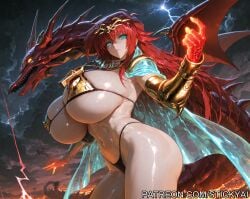 1girls ai_generated anime blue_eyes breasts fit high_school_dxd nsfw red_hair rias_gremory yu-gi-oh!