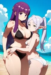 2girls ai_generated beach big_ass big_breasts big_butt bikini blush blushing_female blushing_profusely breasts breasts_to_breasts breasts_touching breath bubble_ass bubble_butt cleavage deep_cleavage dripping duo face_on_breast female female_only fern_(sousou_no_frieren) frieren frieren_beyond_journey's_end hand_on_another's_ass hand_on_thigh head_on_breasts huge_ass huge_breasts image_set large_breasts looking_at_viewer looking_back massive_breasts master narrow_waist posing posing_for_the_viewer self_upload sousou_no_frieren student student_and_teacher sweatdrop sweating sweaty sweaty_body sweaty_breasts sweaty_butt thick_nipples thick_thighs wet wide_hips yeetyboi5000 yuri