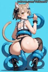 1girls ai_generated ass big_ass big_butt blue_background clothing felix_argyle femboy footwear futanari looking_at_viewer maid maid_outfit maid_uniform miniskirt re:zero_kara_hajimeru_isekai_seikatsu rear_view tentacle_in_ass tentacle_in_mouth tentacle_monster tentacle_on_male tentacle_penetration tentacle_sex thick_thighs tight_clothing tights voidzen