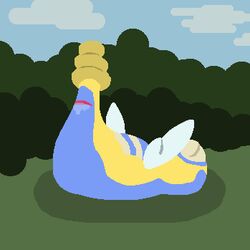 color day dunsparce female female_only feral flat_colors nintendo nude outdoors pokemon raised_tail side_view solo tagme wings