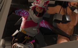 1boy 1boy1girl 1girls car dick_in_hand drift_(fortnite) driving fortnite fox_clan grabbing_dick grabbing_penis handjob in_car in_public in_vehicle mask masked masked_female masked_male masked_only penis_in_hand straight straight_sex vi_(fortnite)