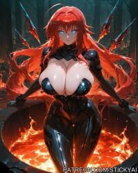 1girls ai_generated anime blue_eyes breasts fit high_school_dxd nsfw red_hair rias_gremory