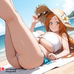 ahegao_ai ai_generated bleach bleach:_the_thousand-year_blood_war inoue_orihime legs legs_together legs_up