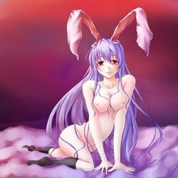 1girls animal_ear breasts bunny_ear female ihara_natsume long_hair nipples nude purple_hair red_eyes reisen_udongein_inaba solo touhou